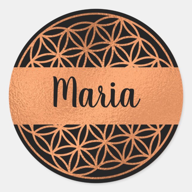 Adesivo Redondo Flor editável de varetas de geometria sagrada (Frente)