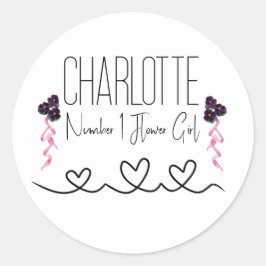 Adesivo Redondo Flor floral rosa e roxa