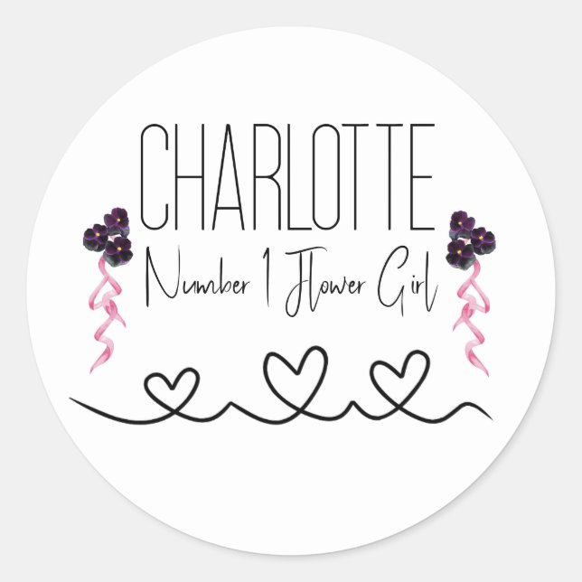 Adesivo Redondo Flor floral rosa e roxa (Frente)