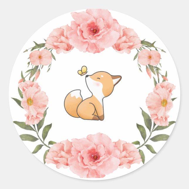 Adesivo Redondo Flor Fox Sticker (Frente)