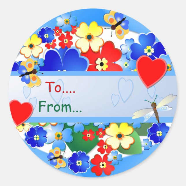 Adesivo Redondo Flor Garden ~ Gift Sticker # 2 (Frente)