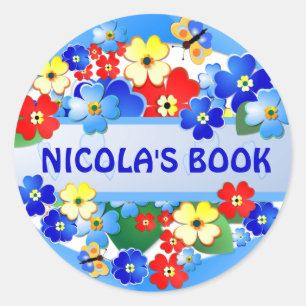 Adesivo Redondo Flor Garden ~ Name Sticker