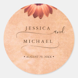 Adesivo Redondo Flor Gerbera no casamento de pêssego Abstrato