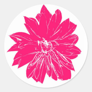 Adesivo Redondo Flor grande do rosa quente