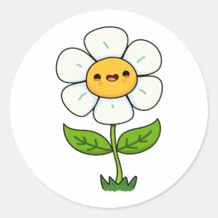 Adesivo Redondo Flor Kawaii