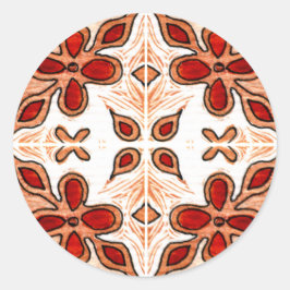 Adesivo Redondo Flor Laranja Inspirado em Português Azulejos