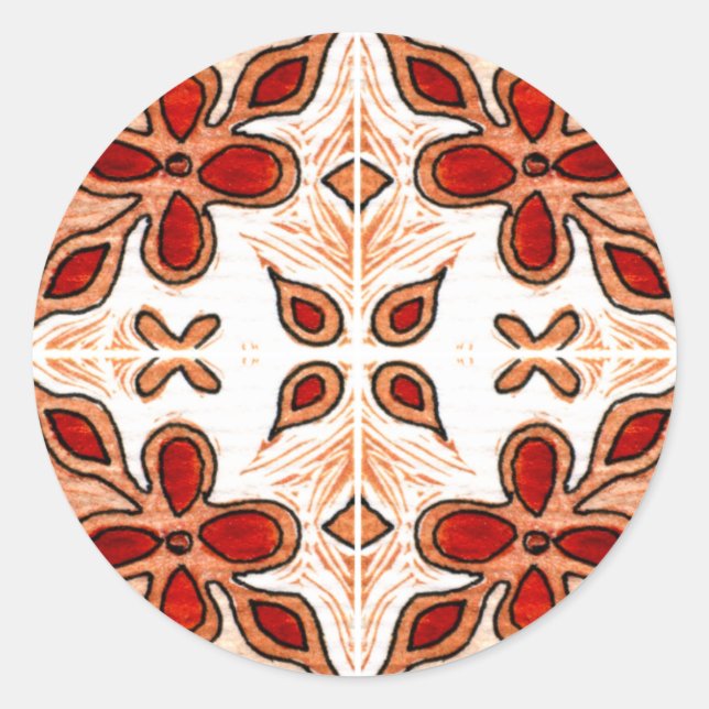 Adesivo Redondo Flor Laranja Inspirado em Português Azulejos (Frente)