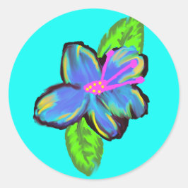 Adesivo Redondo Flor lavanda azul e amarelo