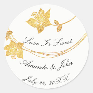 Adesivo Redondo Flor Lilac Branco Salve a data que o amor é doce