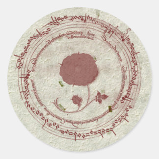 Adesivo Redondo Flor Manuscrito Medieval