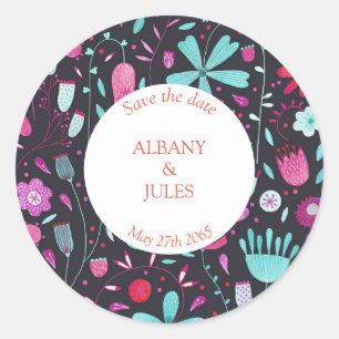Adesivo Redondo Flor Meadow Watercolor Dark Salvar a Data