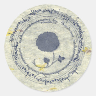 Adesivo Redondo Flor medieval do manuscrito