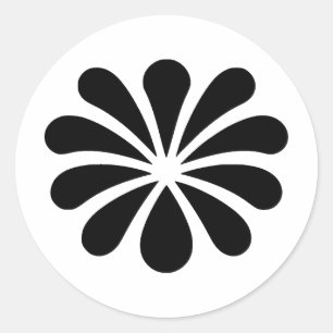 Adesivo Redondo Flor Minimalista: Arte Preta e Branca