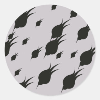 Adesivo Redondo flor negra em flocos de neve