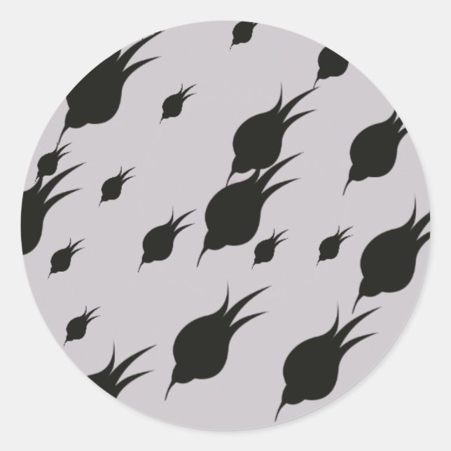 Adesivo Redondo flor negra em flocos de neve (Frente)