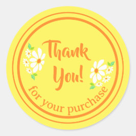 Adesivo Redondo Flor Para Pequenas Empresas Obrigado
