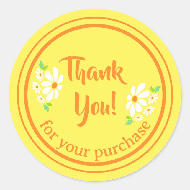 Adesivo Redondo Flor Para Pequenas Empresas Obrigado (Frente)