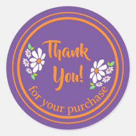 Adesivo Redondo Flor Para Pequenas Empresas Obrigado
