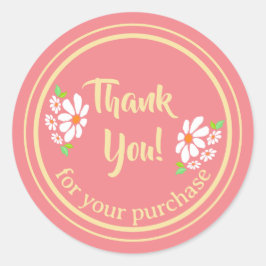 Adesivo Redondo Flor Para Pequenas Empresas Obrigado