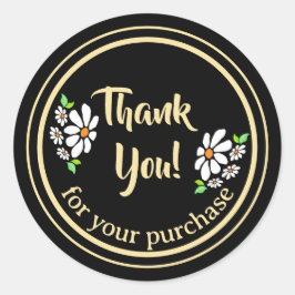 Adesivo Redondo Flor Para Pequenas Empresas Obrigado