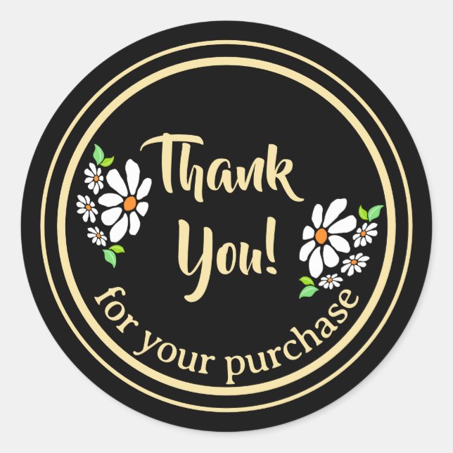 Adesivo Redondo Flor Para Pequenas Empresas Obrigado (Frente)