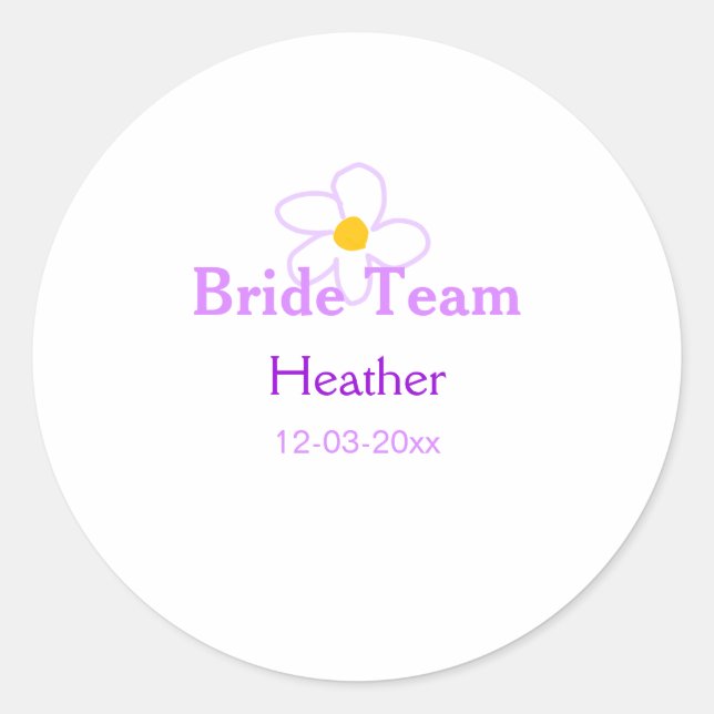 Adesivo Redondo Flor pastel roxa time da noiva boho mo (Frente)