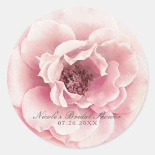 Adesivo Redondo Flor Peônia Floral Rosa e Dourada Glam Personaliza