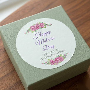 Adesivo Redondo Flor Personalizada Feliz Dia das Mães
