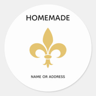 Adesivo Redondo Flor personalizado e texto caseiro em branco