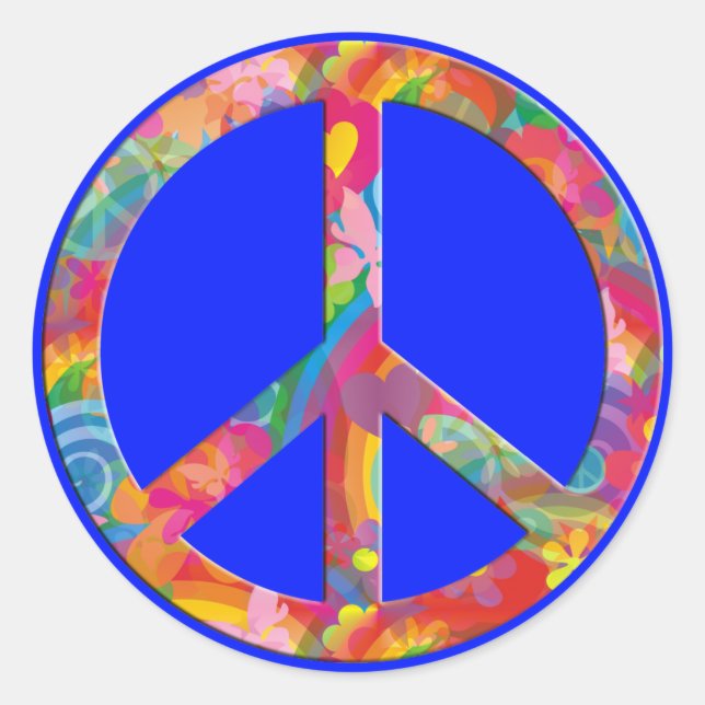 Adesivo Redondo Flor Power Peace | Real (Frente)