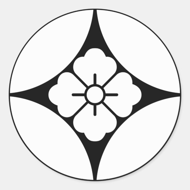 Adesivo Redondo Flor quadrada em sete tesouros (Frente)