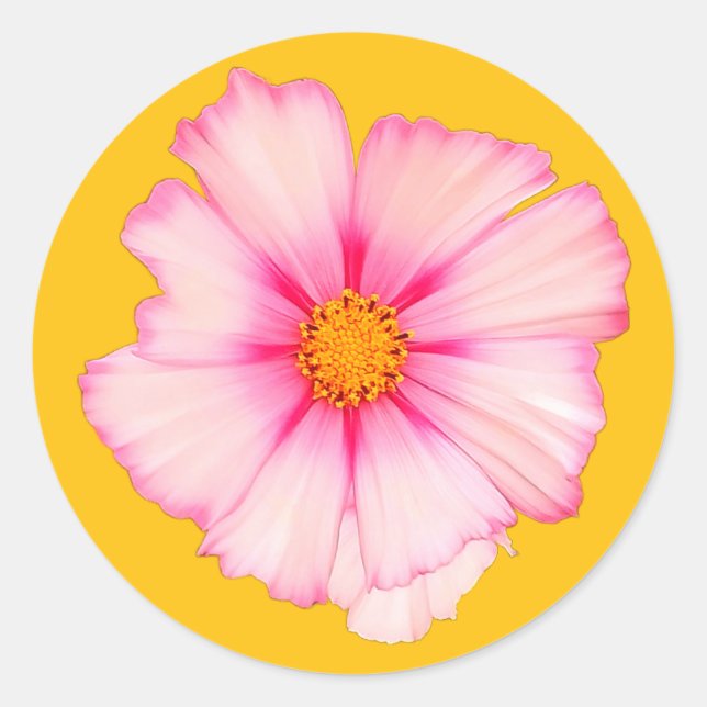 Adesivo Redondo Flor rosa (Frente)