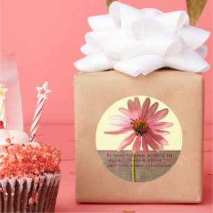 Adesivo Redondo Flor rosa de Cone - Se essa flor começar a desapar