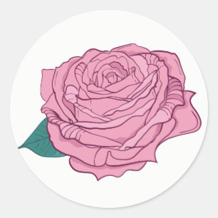 Adesivo Redondo Flor Rosa Lavanda Rosa Floral