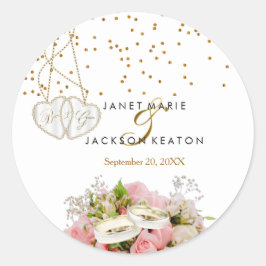 Adesivo Redondo Flor Rosa Rosa Rosa Rosa Rosa - Casamento