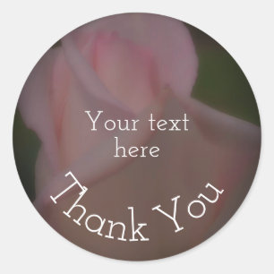Adesivo Redondo Flor Rosa Rosebud Obrigado Personalizado