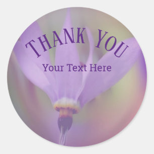 Adesivo Redondo Flor Roxo Delicada Obrigado Personalizado