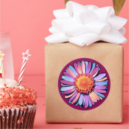 Adesivo Redondo Flor Roxo-Rosa-Rosa-Azul-Margarida Bissexual