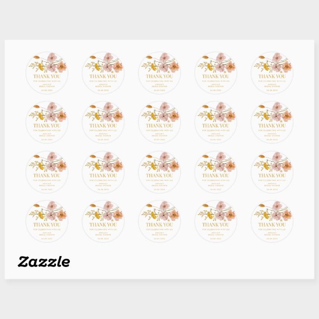 Adesivo Redondo Flor Selvagem Branca Obrigado Vinheiros (Folha)