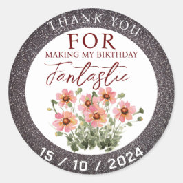 Adesivo Redondo Flor selvagem de aniversário