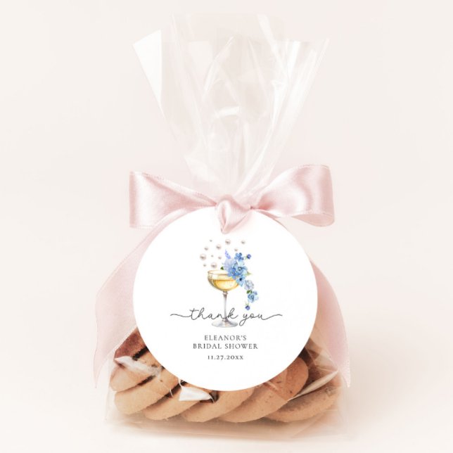 Adesivo Redondo Flor Selvagem Pérolas Prosecco Obrigada Chá de Noi (Criador carregado)