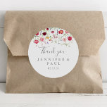 Adesivo Redondo Flor Selvagem Simples Obrigado Favor De Casamento<br><div class="desc">Este simples obrigado de flor silvestre, que o favor de casamento, é perfeito para um casamento rústico. O design apresenta uma variedade multicolorido de flores silvestres cor-de-rosa, pinceladas, roxas, amarelas, brancas, violetas, vermelhas e burgundy. Faça com que a etiqueta do adesivo seja sua, incluindo seus nomes, o evento (se aplicável)...</div>