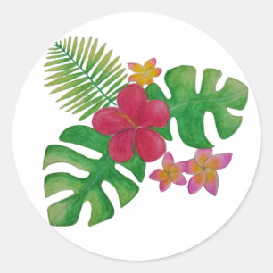 Adesivo Redondo Flor tropical