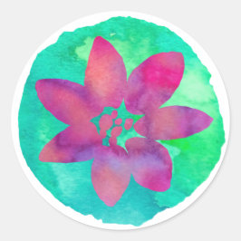 Adesivo Redondo Flor Tropical de Multicores Roxo