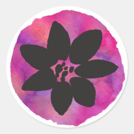 Adesivo Redondo Flor Tropical Roxa