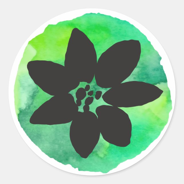 Adesivo Redondo Flor tropical verde (Frente)