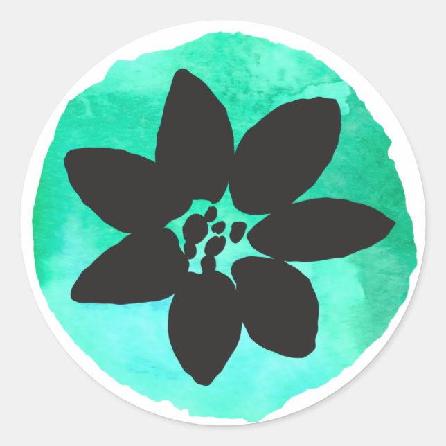 Adesivo Redondo Flor Tropical Verde Clara (Frente)