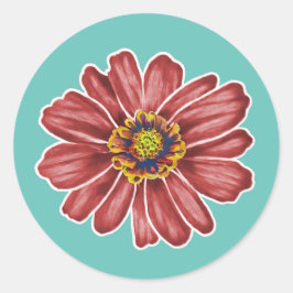 Adesivo Redondo Flor Zinnia
