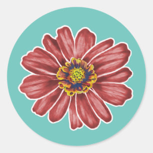 Adesivo Redondo Flor Zinnia