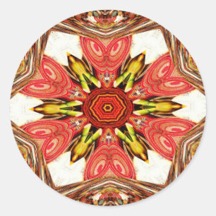 Adesivo Redondo Flora de rabisco colorida coração estrela sem cost